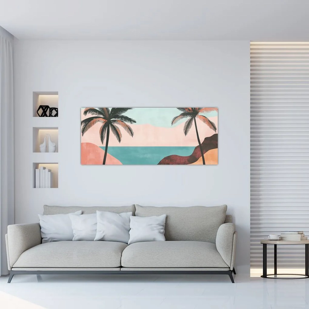 Obraz - Palmy pri mori (120x50 cm)
