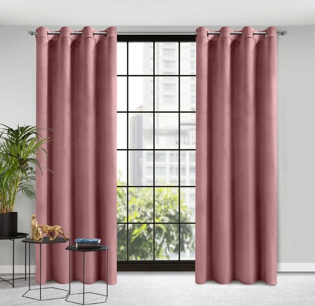 ZATEMŇOVACÍ ZÁVES NA KRÚŽKOCH ROSA 140X250 CM TMAVORUŽOVÁ