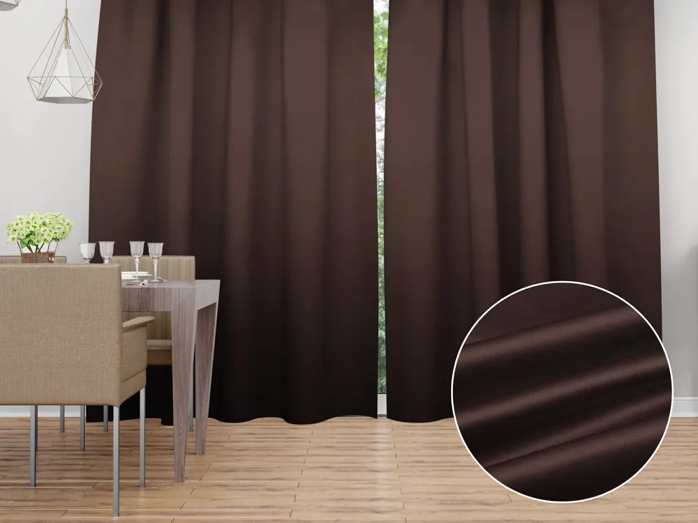 Biante Saténový záves LUX-L042 Čokoládovo hnedý 140x180 cm