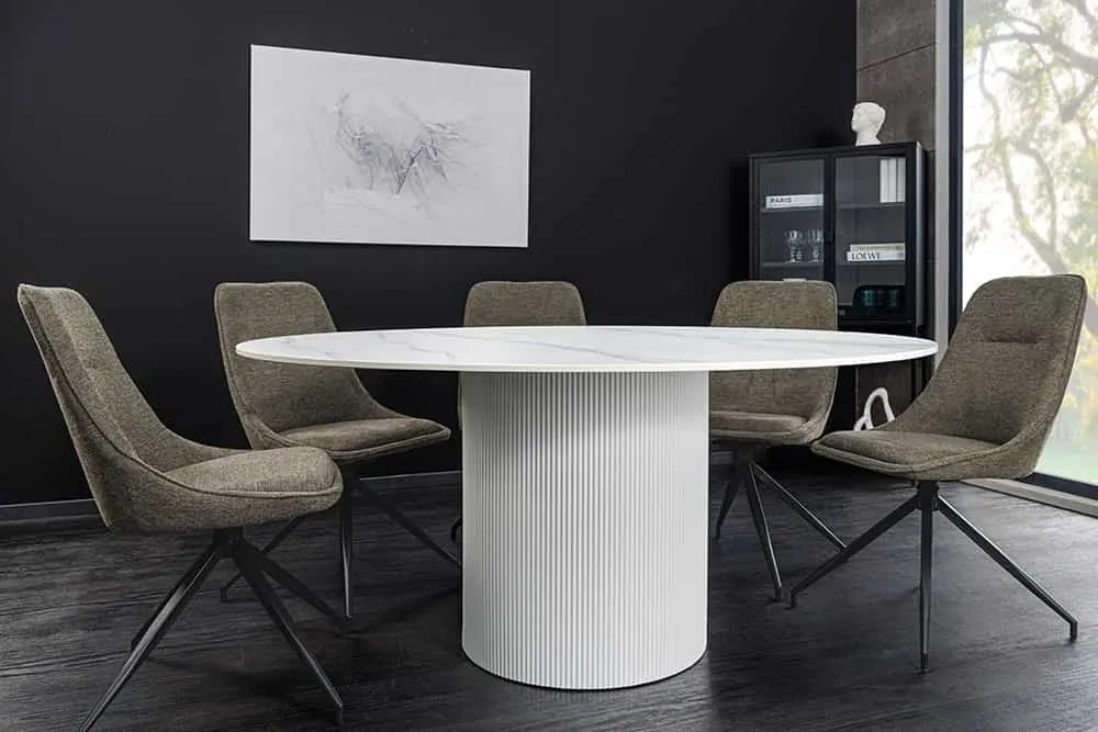 Okrúhly jedálenský stôl Parthenia 120 cm vzor biely mramor