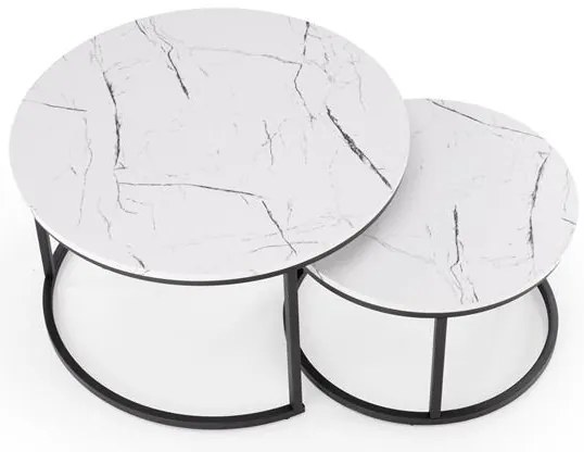 KONFERENČNÝ STOLÍK DAVINO BIELY MRAMOR + ČIERNY