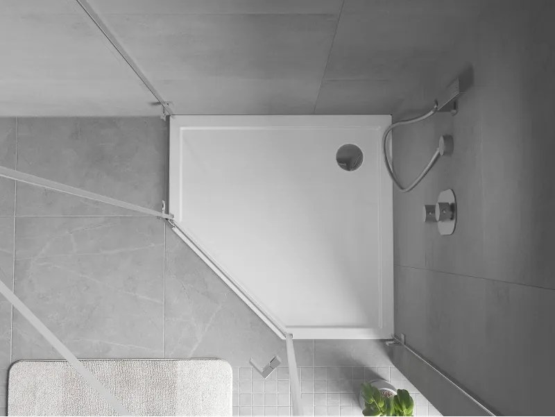 Mexen Flow Slim, päťuholníková úzka sprchová vanička 100 x 100 cm, biela lesklá, 46P101010
