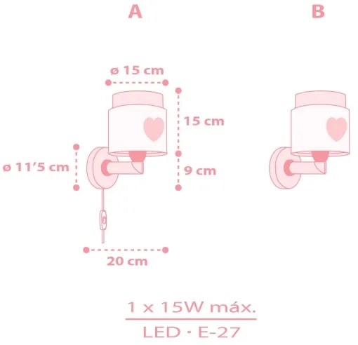 Dalber 76019S - Detské nástenné svietidlo BABY DREAMS 1xE27/15W/230V ružová