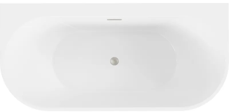 Mexen Oval+, voľne stojaca vaňa ku stene 170 x 80 cm, biela lesklá, brúsená oceľ, 52681708000-97