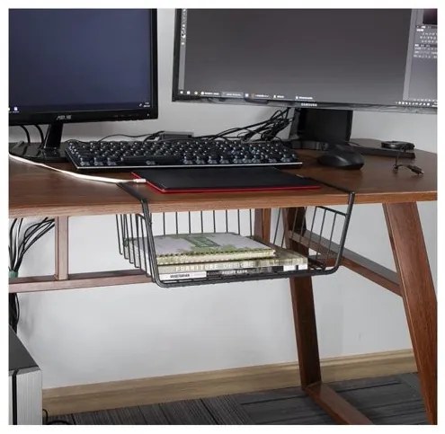 Zeller Present Prídavný závesný kôš pod policu, čierny UNDER, 41x26x15 cm