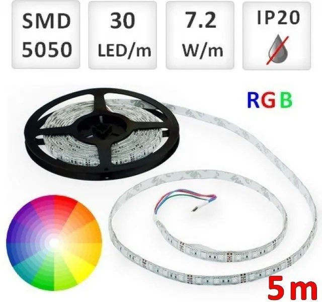 Optonica 5m bal. RGB LED pásik do interiéru 30 SMD5050 7.2W/m IP20