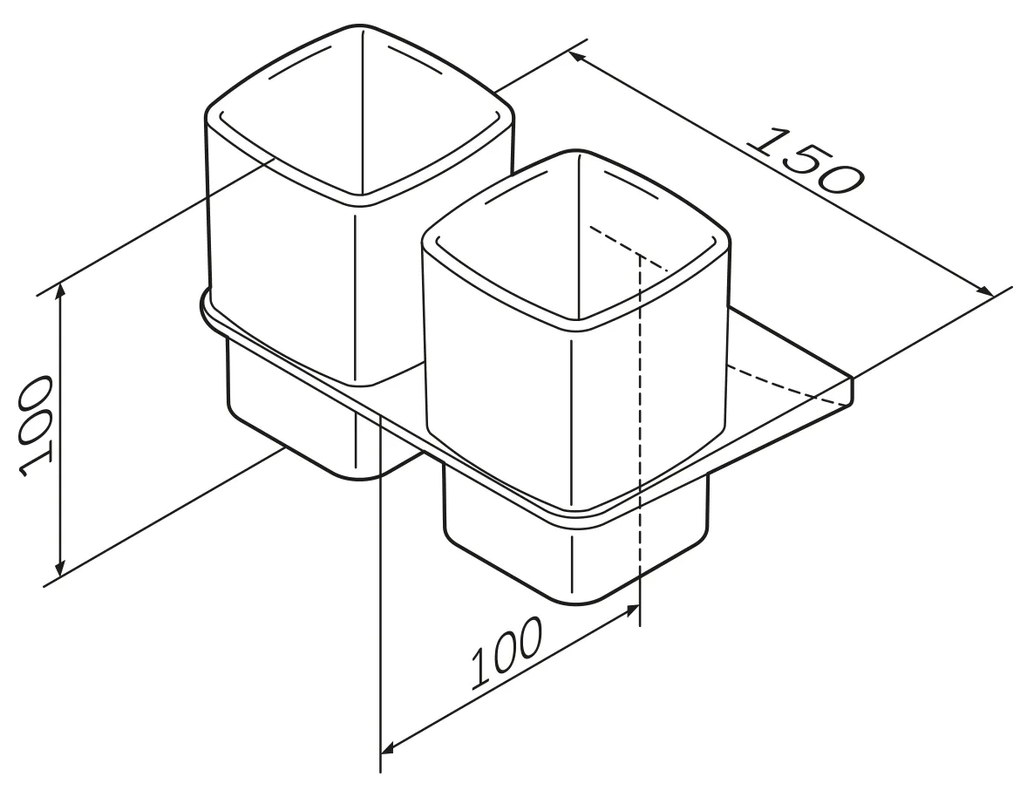 Sklenený pohár na zubné kefky AM.PM Inspire 2.0 AIB343422 nástenný, dvojitý, čierny