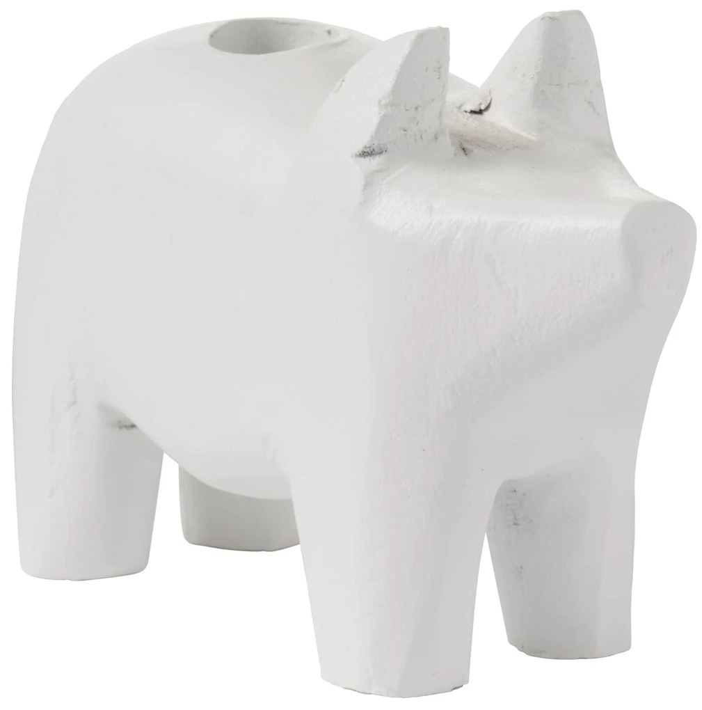 Ib Laursen Drevený svietnik White Pig – menší