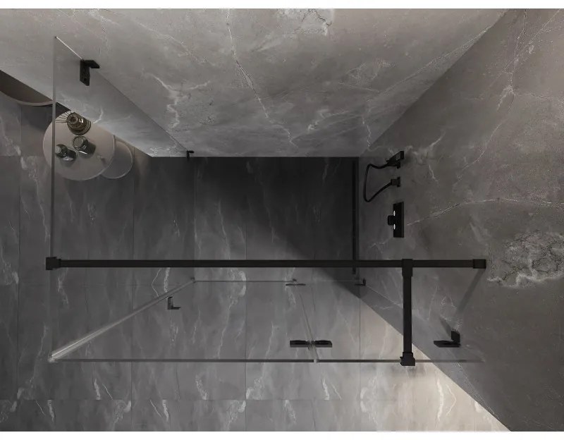 Mexen Lunar T pravý výklopný sprchový kút 140 x 100 cm, číre sklo, čierna matná, 834T-140-100-70-00-P