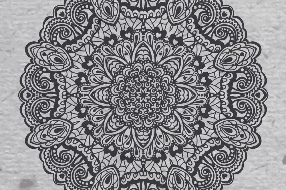 Tapeta kvetinová Mandala v čiernobielom - 150x100