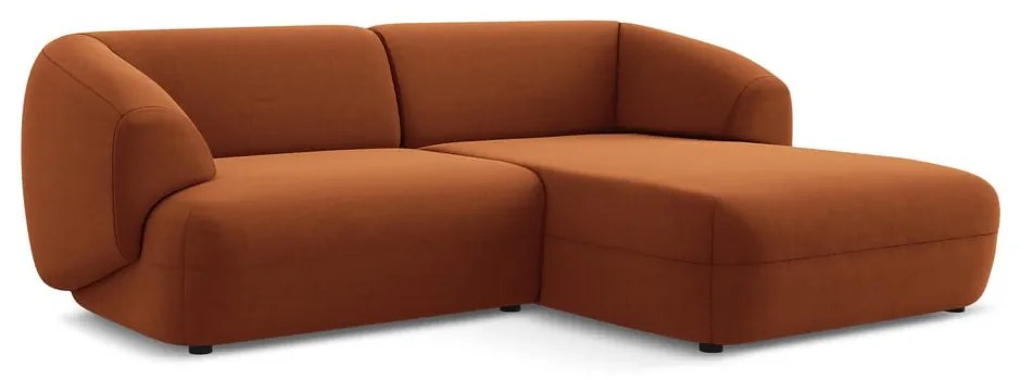 Oranžová zamatová rohová pohovka (pravý roh) Moana – Makamii