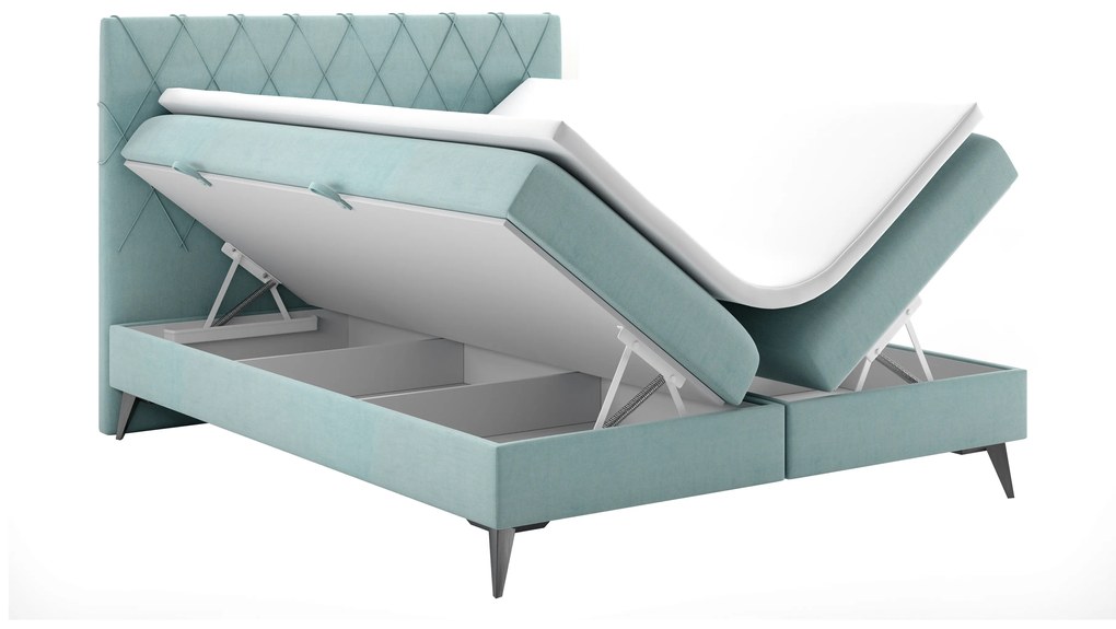 Kontinentálna posteľ 140 cm Miror (mentolová) (s úložným priestorom). Vlastná spoľahlivá doprava až k Vám domov. 1020317