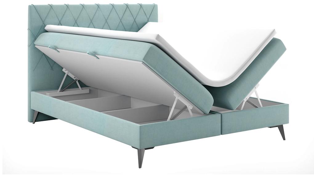 Kontinentálna posteľ 160 cm Miror (mentolová) (s úložným priestorom). Vlastná spoľahlivá doprava až k Vám domov. 1020318