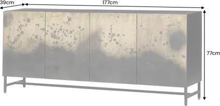 Komoda 47587 Oxid 177cm Drevo Mango Čierne/Kovové/Zlaté - Komfort-nábytok