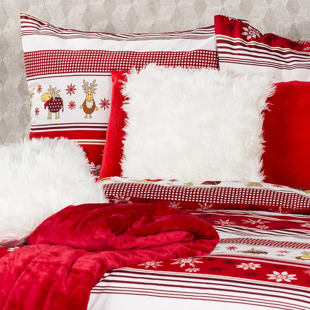 4Home Vianočné bavlnené obliečky Sobíky, 160 x 200 cm, 70 x 80 cm