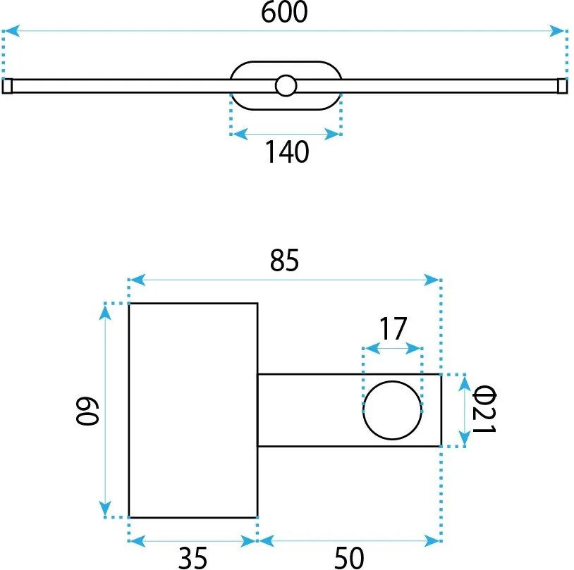 Toolight Toolight, LED nástenné svietidlo 60cm, 13W, 4000K, 1000lm, APP1890-1W, zlatá lesklá, OSW-66045