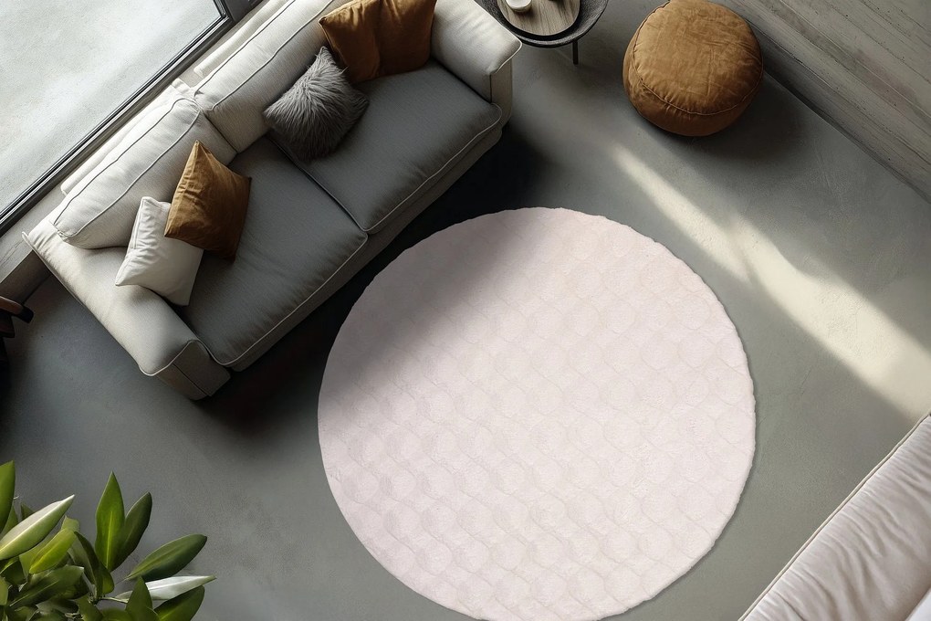 Kusový koberec Diamond Cut 800 Cream kruh, 120x120 (priemer) kruh, béžová, obývacia izba, Obsession