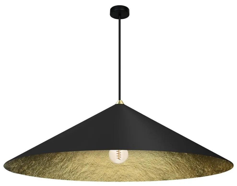 Luster na lanku FUJI 1xE27/60W/230V pr. 90 cm čierna/zlatá