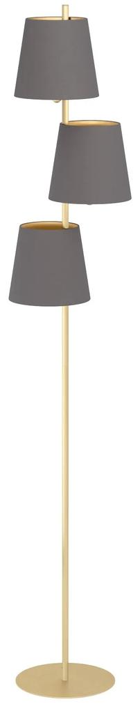 EGLO Moderná stojaca lampa ALMEIDA 2, 3xE27, 40W, mosadzná, cappuccino