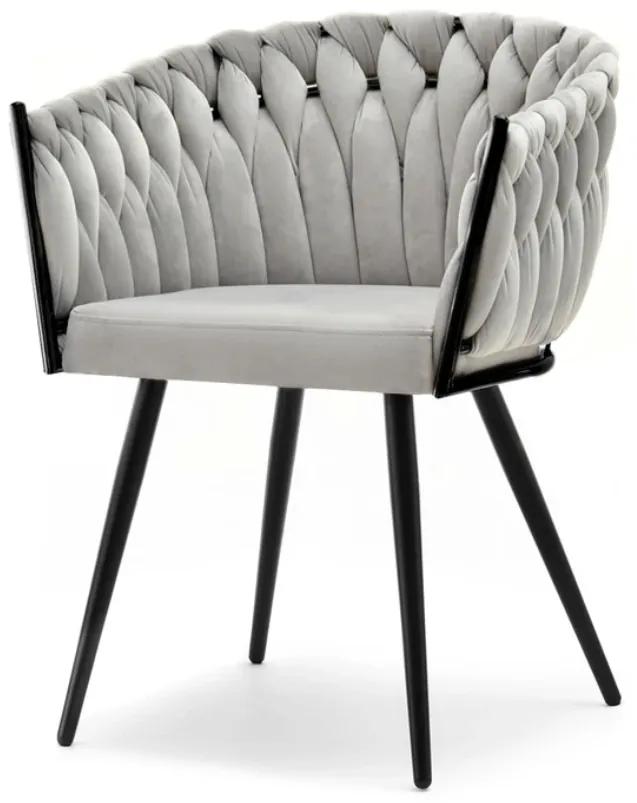 Dizajnová jedálenská stolička EMILY bledo šedá + čierne nožičky