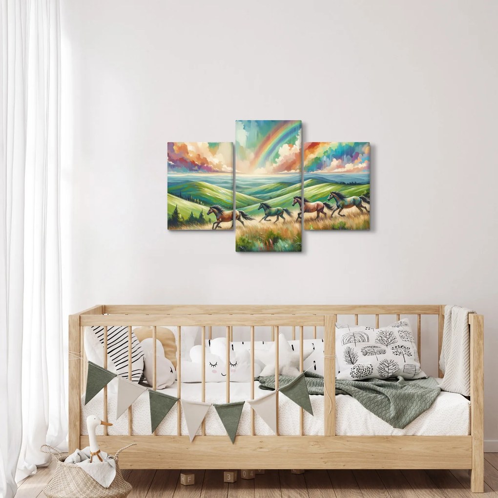 Obraz – Kone cválajúce krajinou (90x60 cm)