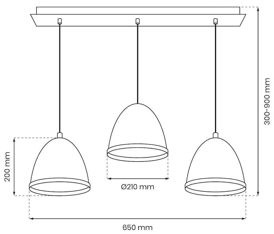 Závesné svietidlo Studio, 3x drevené/biele kovové tienidlo, (fi 21cm), w/br