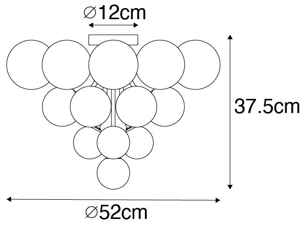 Stropné svietidlo čierne s dymovým a čírym sklom 10-svetlo - Bonnie