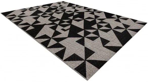Koberec Šnúrkový SIZAL FLOORLUX 20489 striebor. / čierny Trojuholníky