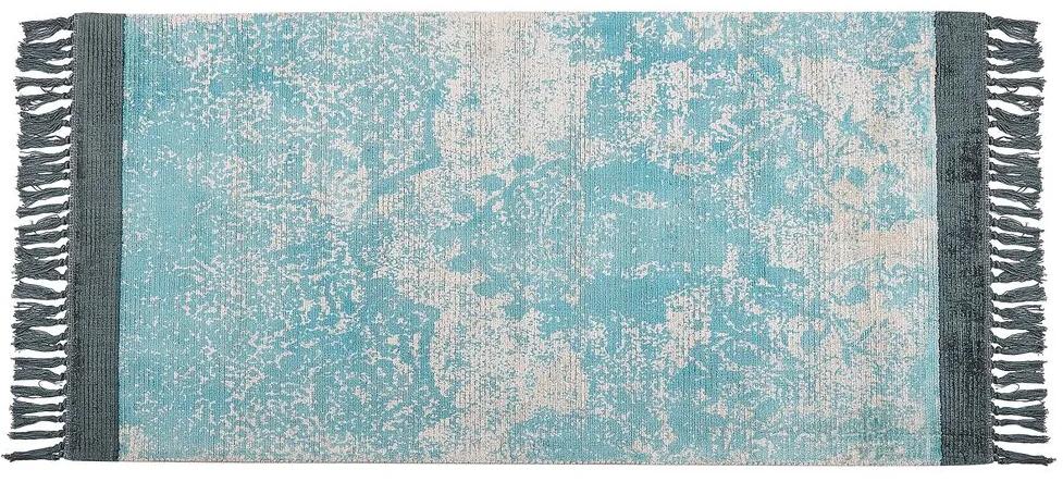 Viskózový koberec 80 x 150 cm modrá/béžová AKARSU Beliani