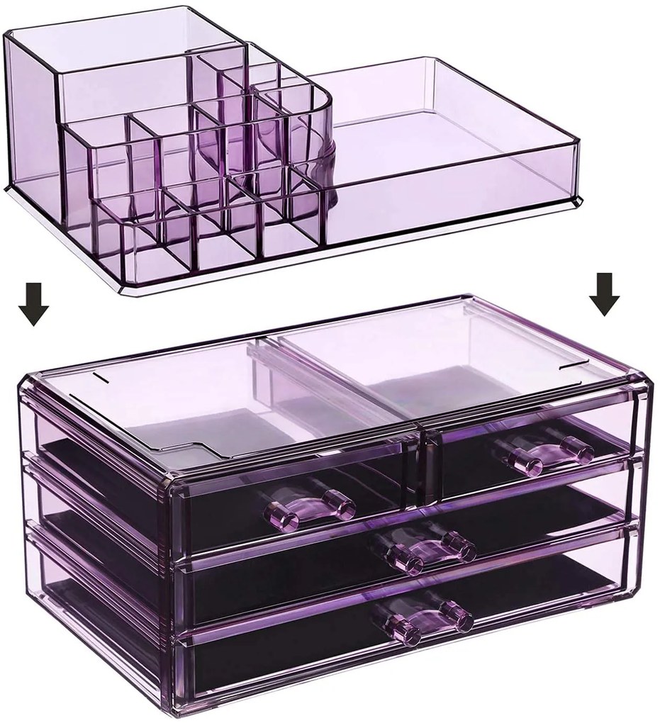Organizér so 4 zásuvkami na make up a kozmetiku, 3 farby
