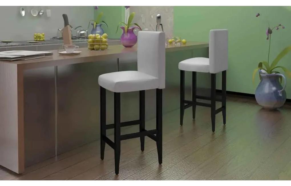 Barové stoličky 2 ks, biele, umelá koža 240073