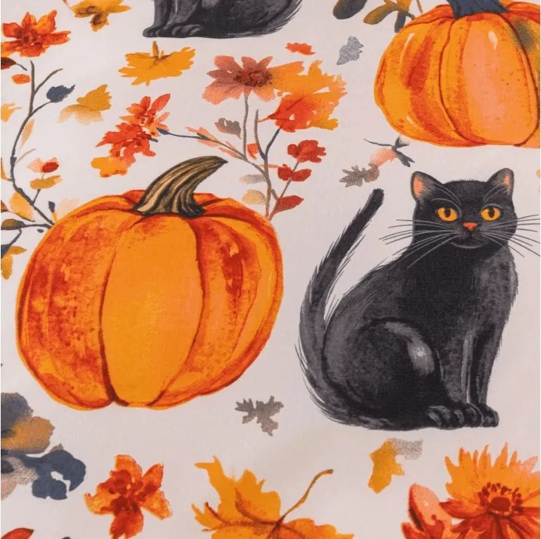Obliečky z mikrovlákna CATS AND PUMPKINS farebné Rozmer obliečky: 2 ks 70 x 90 cm | 200 x 220 cm