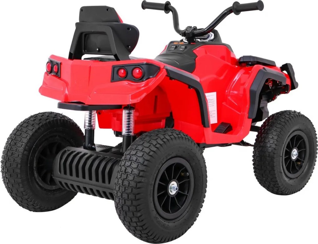Ramiz Detská štvorkolka poháňaná vzduchovou batériou Červená + nafukovacie kolesá + rádio MP3 + pomalý štart