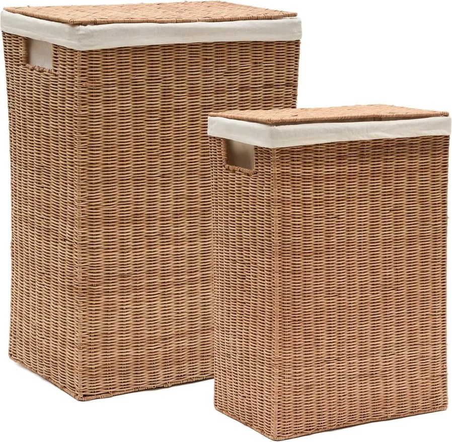 Ratanové koše na bielizeň v súprave 2 ks v prírodnej farbe Indali – Kave Home