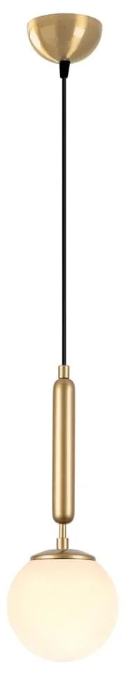 Biele/v mosadznej farbe závesné svietidlo so skleneným tienidlom ø 15 cm King – Opviq lights