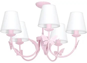 Detský luster Alice, 5x biele textilné tienidlo, p
