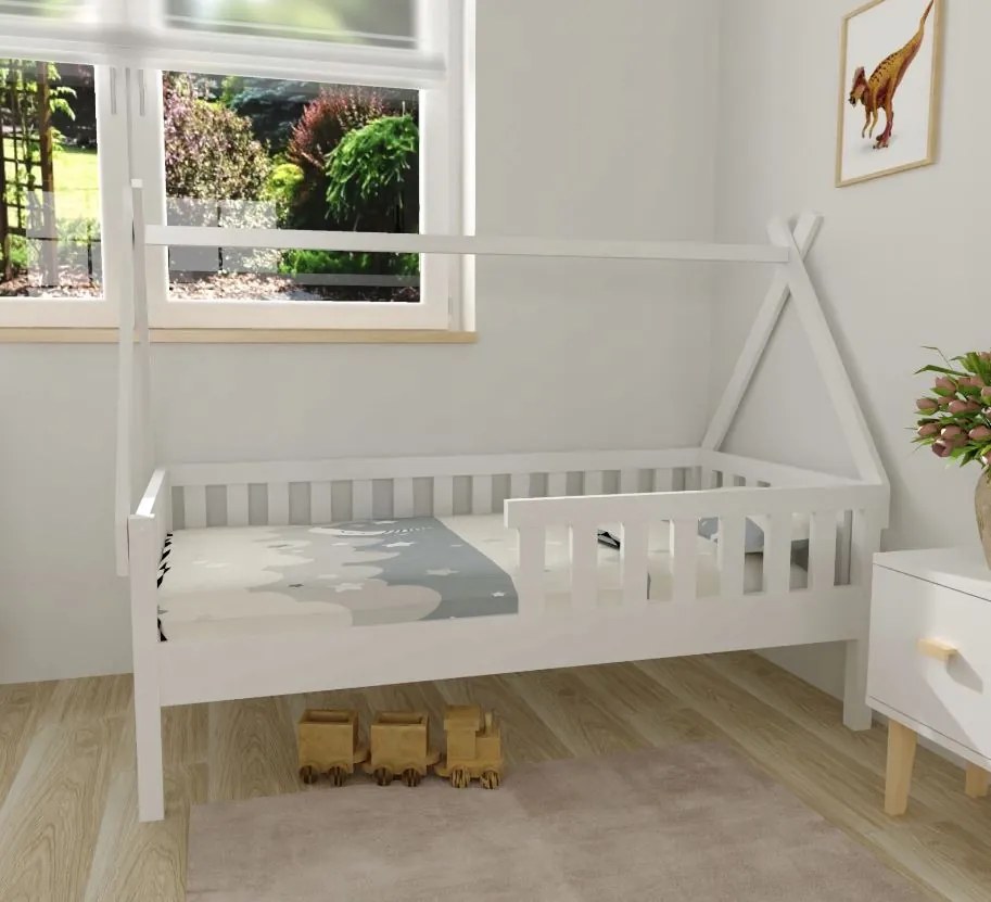 Detská domčeková posteľ z masívu borovice TEA - 200x90 cm - biela