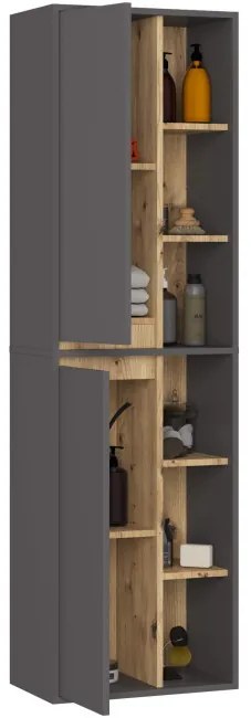 Kúpeľňová skrinka VAMI W50 2D 6P grafitová / remeselný dub