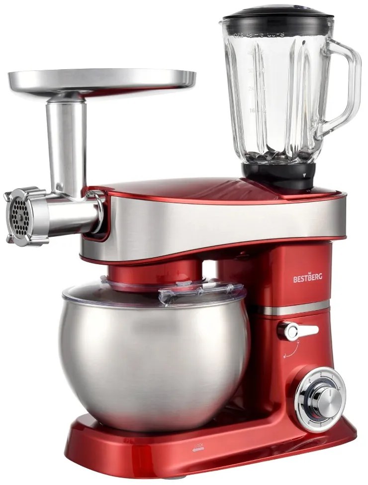 Multifunkčný kuchynský robot BestBerg BBR-2000R / 2000 W / 6 l / 6 rýchlostí / červená