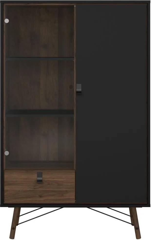 Vitrína Rainy 102 cm čierna/orech tmavý