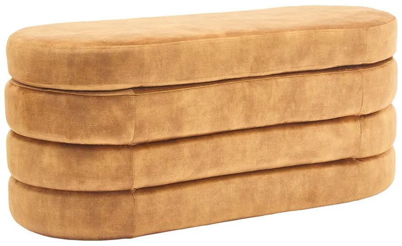 Moderná úložná lavica Fashion horčicová zamat 115cm