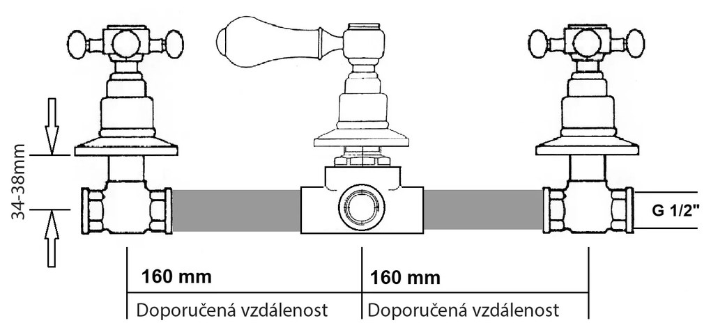 Reitano Rubinetteria, ANTEA podomietková sprchová batéria, 2 výstupy, bronz, SET305-106