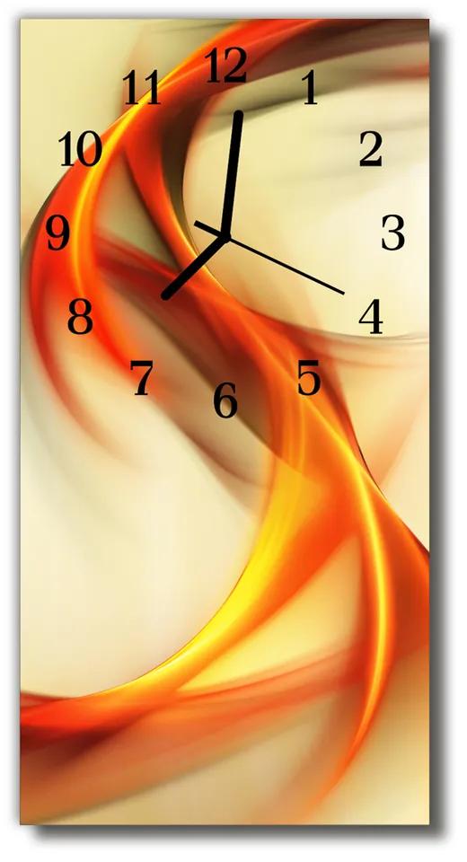 Sklenené hodiny vertikálne Abstraktné oranžová grafika 30x60 cm