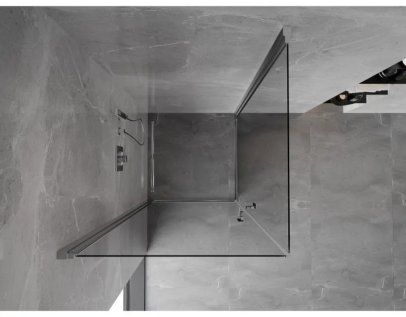 Mexen Mist-B Duo, 2-krídlový výklopný sprchový kút 95 x 95 cm, číre sklo, chrómový profil, 8A2-095-095-01-00