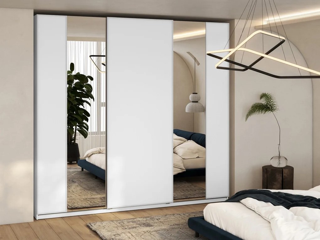 Šatníková skriňa Maxi 3D 250 MX06, Farby: biela, Osvetlenie: osvetlenie LED biele