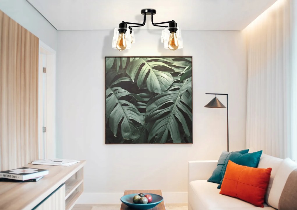 BERGE LED luster stropné svietidlo 2xE27, rolovací, priehľadný štvorec