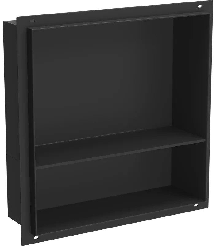 Mexen X-Wall-NR, polička na zapustenie pod obklad bez goliera 30 x 30 cm, čierna matná, 1971303010S