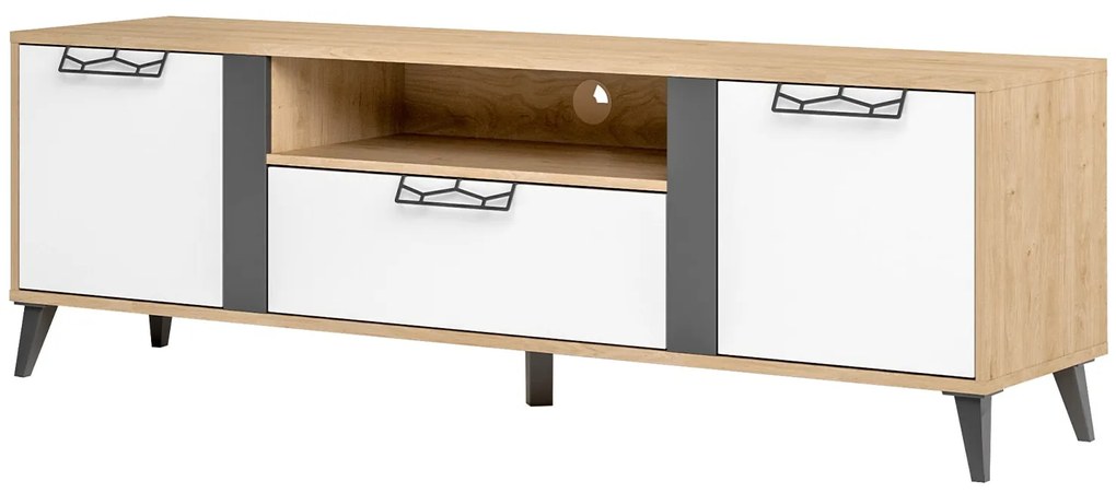 TV stolík Moet 25 170 cm orech americký Jackson/biely/grafit