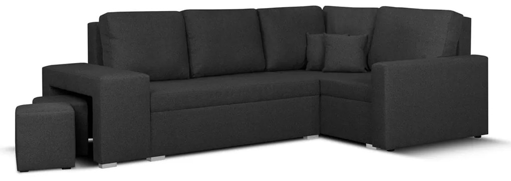 Rohová sedacia súprava s funkciou spania MODO2 s taburetkami Grafit
