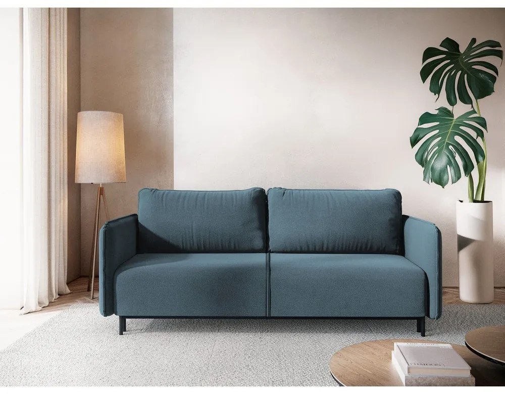 Modrá rozkladacia/s úložným priestorom pohovka 226 cm Luana – Makamii